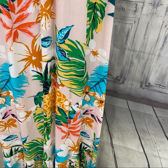 Skies are Blue Size Large Pink Green Floral Elliot Botanical Maxi Dress Hawaiian - Picture 12 of 14
